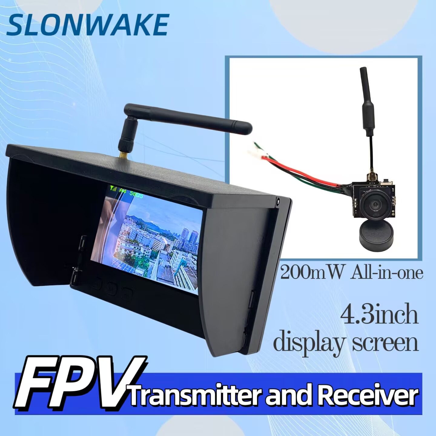 Drone Racing Camera - SLONWAKE 5.8G アナログビデオ伝送カメラ 200mW オールインワン、FPV RC
