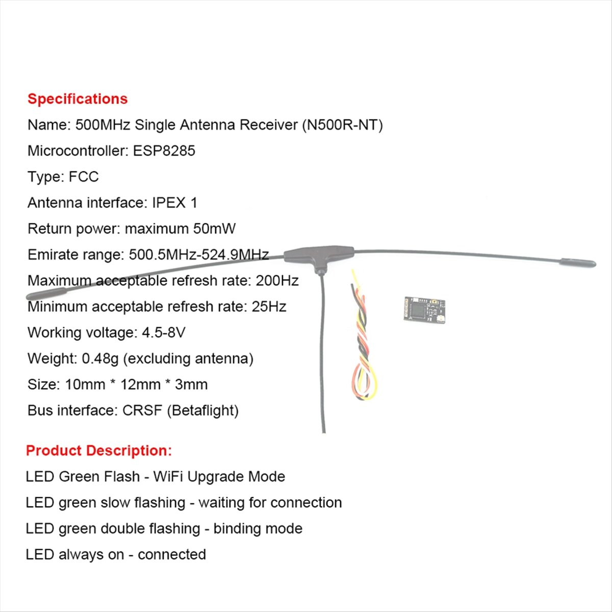 500MHz レシーバー 500.5MHz-524.9MHz - Drone Racing Receiver のレビューと価格